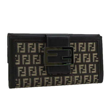 FENDI Zucchino Canvas Wallet Brown Auth am7414V