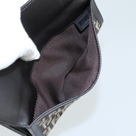 FENDI Zucchino Canvas Wallet Brown Auth am7414V