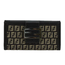 FENDI Zucchino Canvas Wallet Brown Auth am7414V-13