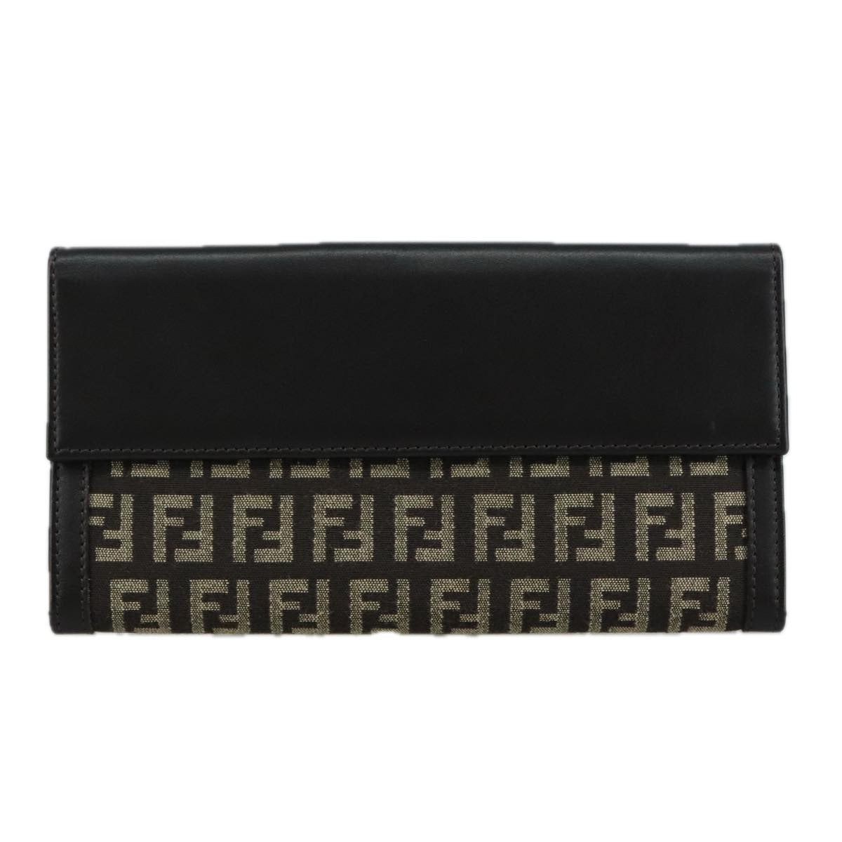 FENDI Zucchino Canvas Wallet Brown Auth am7414V | Brand Street