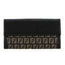 FENDI Zucchino Canvas Wallet Brown Auth am7414V-2