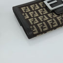 FENDI Zucchino Canvas Wallet Brown Auth am7414V-14