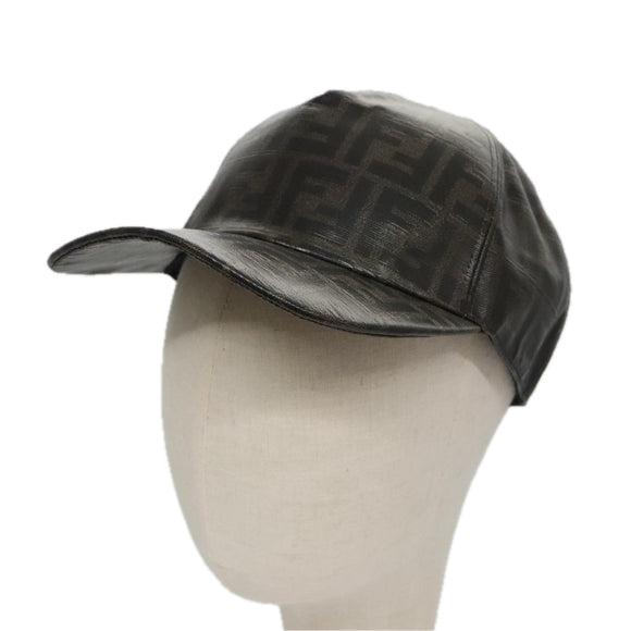 FENDI Zucca Canvas Cap Black Brown Auth am7434