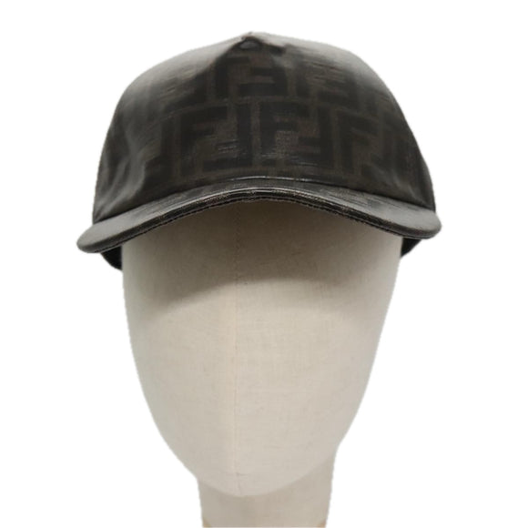 FENDI Zucca Canvas Cap Black Brown Auth am7434