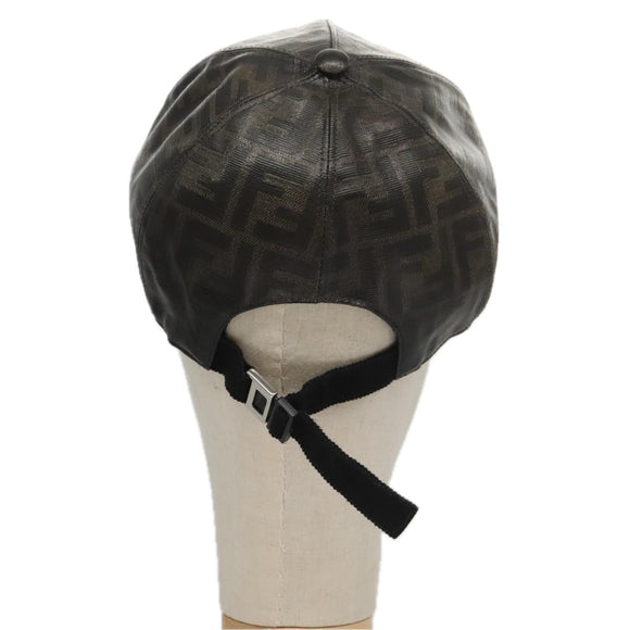 FENDI Zucca Canvas Cap Black Brown Auth am7434