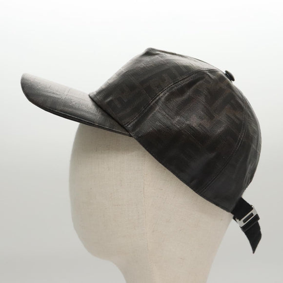 FENDI Zucca Canvas Cap Black Brown Auth am7434
