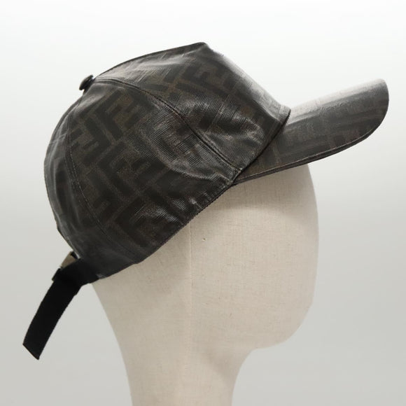 FENDI Zucca Canvas Cap Black Brown Auth am7434