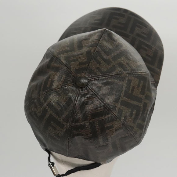 FENDI Zucca Canvas Cap Black Brown Auth am7434
