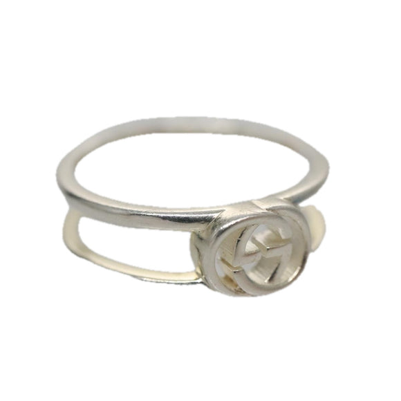 GUCCI Interlocking Ring metal Silver Auth am7444