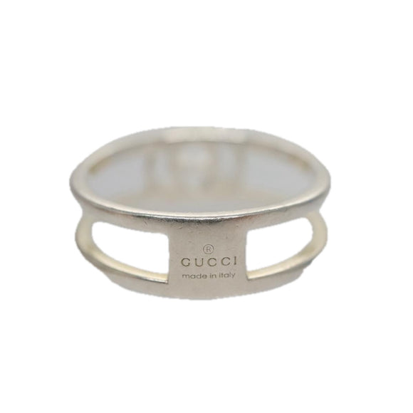 GUCCI Interlocking Ring metal Silver Auth am7444