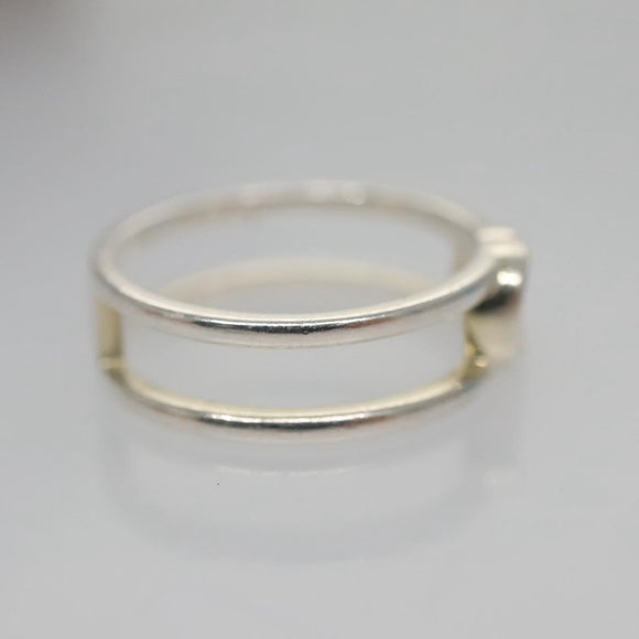 GUCCI Interlocking Ring metal Silver Auth am7444