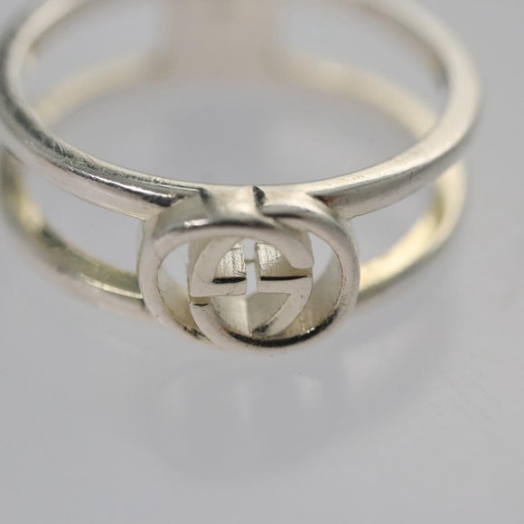 GUCCI Interlocking Ring metal Silver Auth am7444