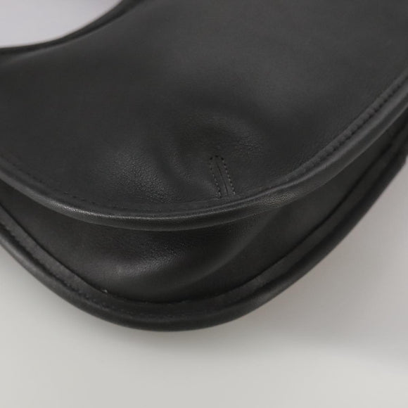 Coach Hand Bag Leather Black Gold Auth am7459