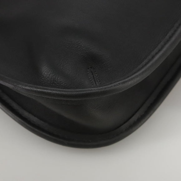 Coach Hand Bag Leather Black Gold Auth am7459