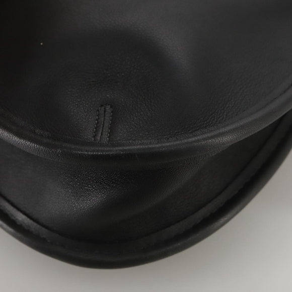 Coach Hand Bag Leather Black Gold Auth am7459