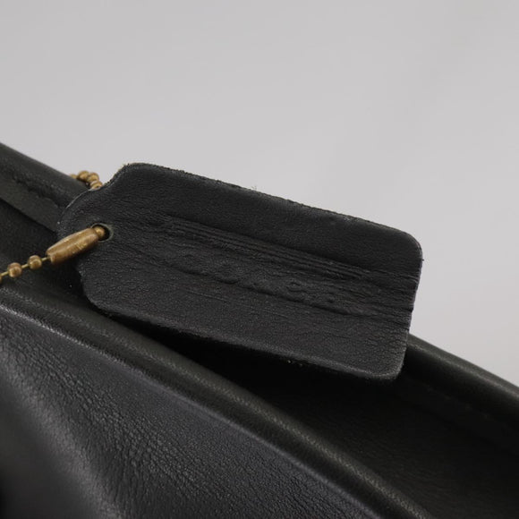 Coach Hand Bag Leather Black Gold Auth am7459