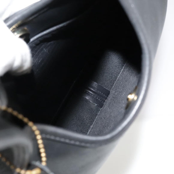 Coach Hand Bag Leather Black Gold Auth am7459