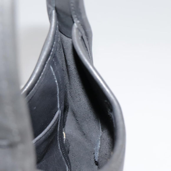 Coach Hand Bag Leather Black Gold Auth am7459