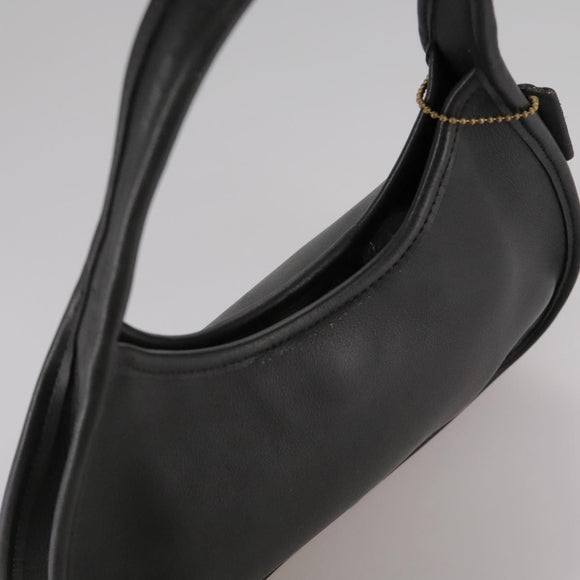 Coach Hand Bag Leather Black Gold Auth am7459