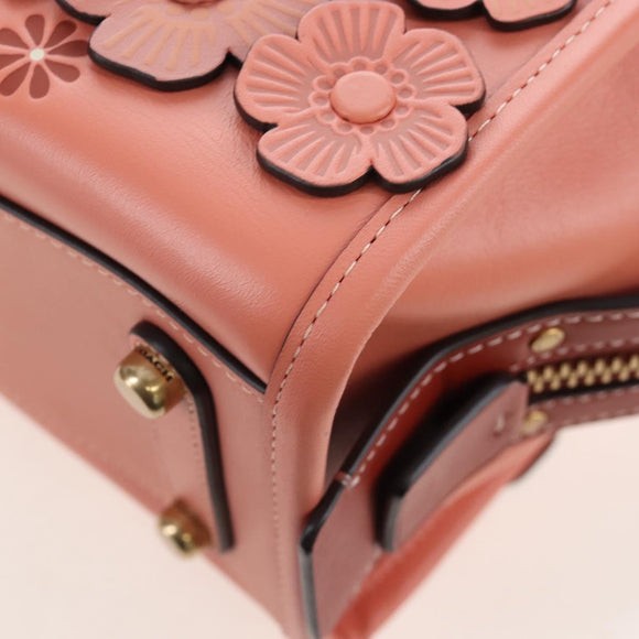 Coach Rogue 25 Hand Bag Leather 2way Pink Gold Auth am7461V