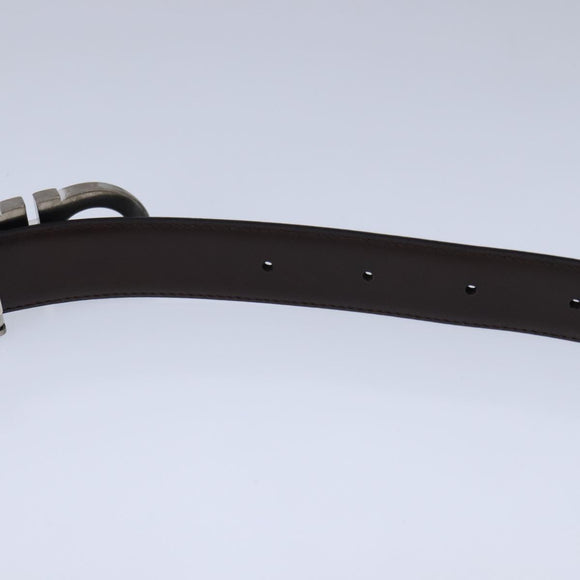 Salvatore Ferragamo Double Gancini Belt Leather 49.6"" Black Auth am7492