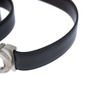 Salvatore Ferragamo Double Gancini Belt Leather 49.6"" Black Auth am7492-3