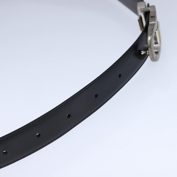 Salvatore Ferragamo Double Gancini Belt Leather 49.6"" Black Auth am7492