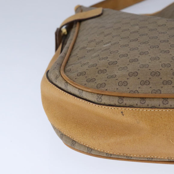 GUCCI Micro GG Supreme Shoulder Bag PVC Beige Gold Auth am7493
