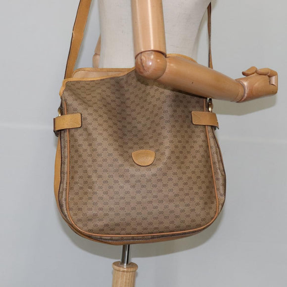 GUCCI Micro GG Supreme Shoulder Bag PVC Beige Gold Auth am7493