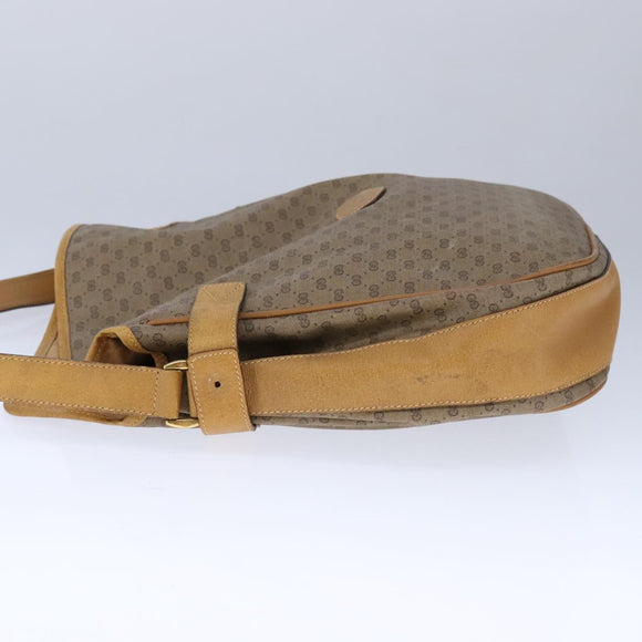 GUCCI Micro GG Supreme Shoulder Bag PVC Beige Gold Auth am7493
