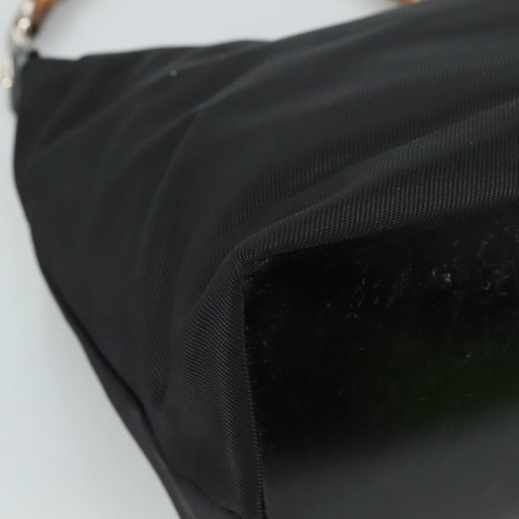 GUCCI Bamboo Hand Bag Nylon Black Silver 000 1434 0531 Auth am7494