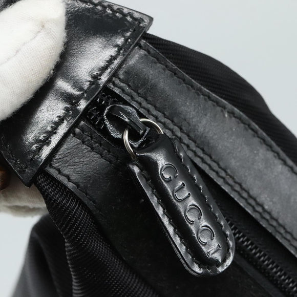 GUCCI Bamboo Hand Bag Nylon Black Silver 000 1434 0531 Auth am7494