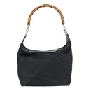 GUCCI Bamboo Hand Bag Nylon Black Silver 000 1434 0531 Auth am7494-13