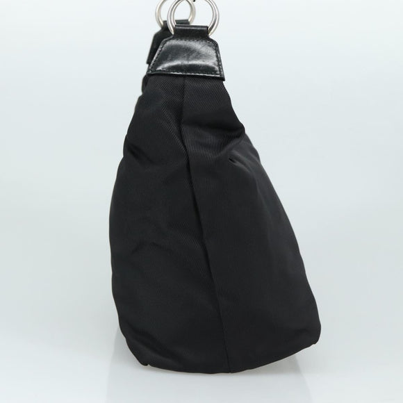 GUCCI Bamboo Hand Bag Nylon Black Silver 000 1434 0531 Auth am7494