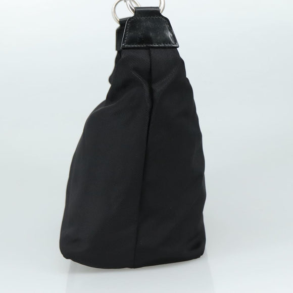 GUCCI Bamboo Hand Bag Nylon Black Silver 000 1434 0531 Auth am7494