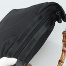 GUCCI Bamboo Hand Bag Nylon Black Silver 000 1434 0531 Auth am7494-6