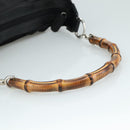 GUCCI Bamboo Hand Bag Nylon Black Silver 000 1434 0531 Auth am7494-7