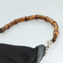 GUCCI Bamboo Hand Bag Nylon Black Silver 000 1434 0531 Auth am7494-14