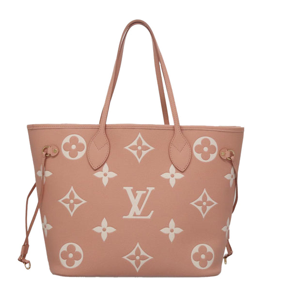 LOUIS VUITTON Monogram Empreinte Giant Neverfull MM Bag Pink M46329 Auth am7504AM