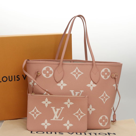 LOUIS VUITTON Monogram Empreinte Giant Neverfull MM Bag Pink M46329 Auth am7504AM