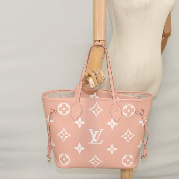 LOUIS VUITTON Monogram Empreinte Giant Neverfull MM Bag Pink M46329 Auth am7504AM