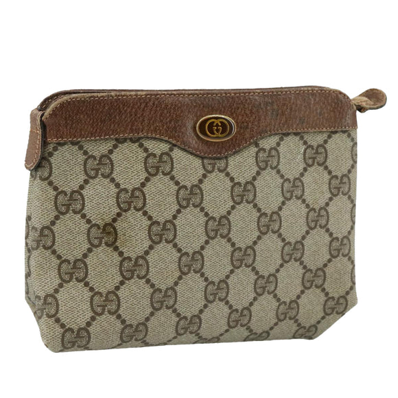 GUCCI GG Supreme Pouch PVC Leather Beige 64 01 020 Auth am7520
