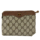 GUCCI GG Supreme Pouch PVC Leather Beige 64 01 020 Auth am7520-13