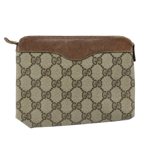 GUCCI GG Supreme Pouch PVC Leather Beige 64 01 020 Auth am7520