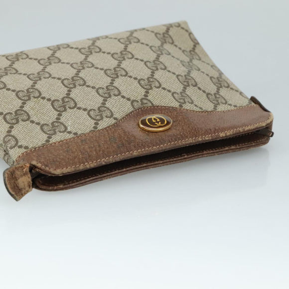 GUCCI GG Supreme Pouch PVC Leather Beige 64 01 020 Auth am7520