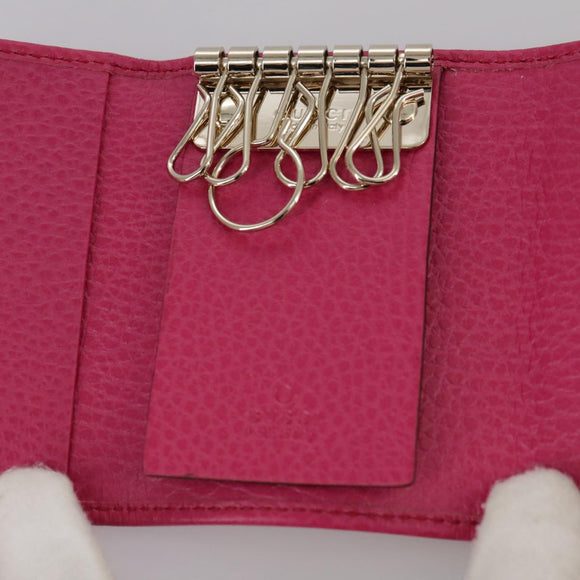 GUCCI Swing Key Case Leather Pink 354499 Auth am7524
