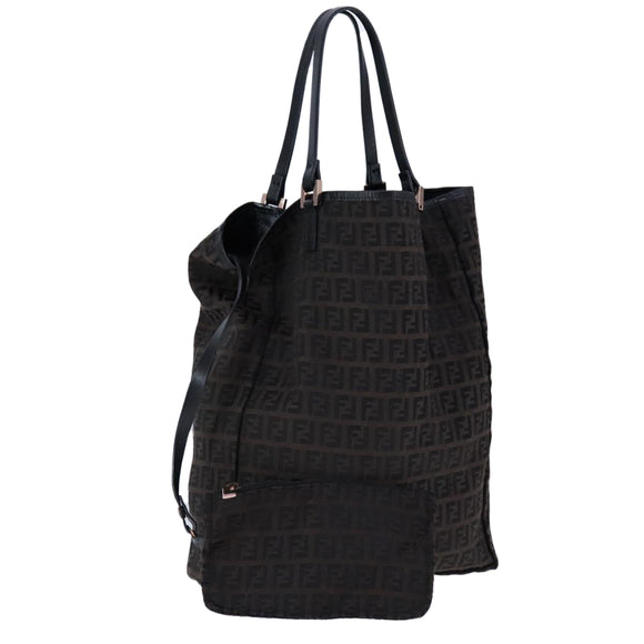 FENDI Zucchino Canvas Tote Bag Brown Auth am7529