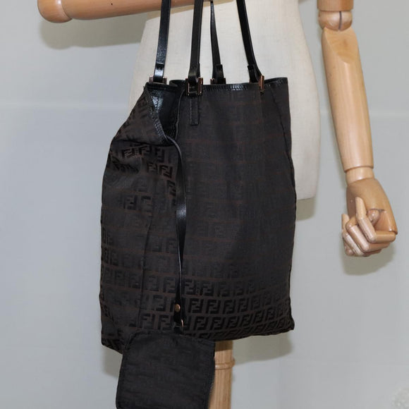 FENDI Zucchino Canvas Tote Bag Brown Auth am7529