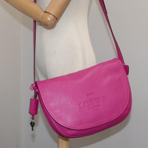 LOEWE Shoulder Bag Leather Pink Auth am7531