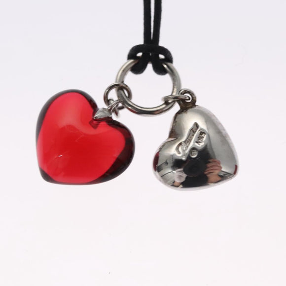 Baccarat Heart Necklace Crystal glass Red Auth am7542